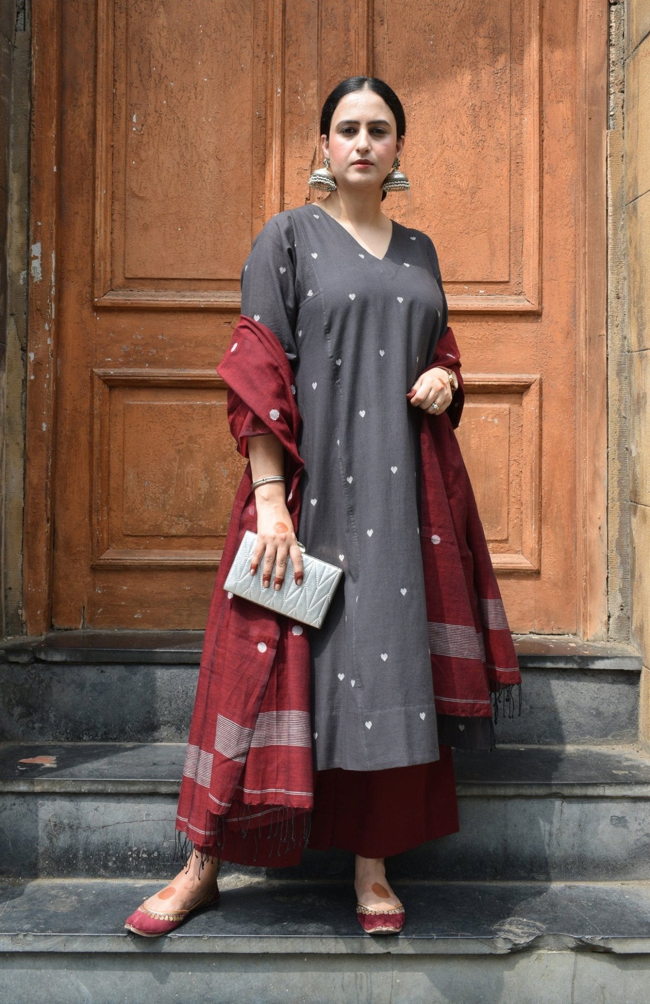 Charcoal Jamdani Phiran - CiceroniKurta, Everyday WearHouse of Moxa