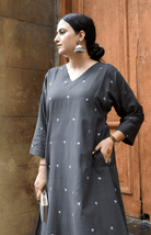 Charcoal Jamdani Phiran - CiceroniKurta, Everyday WearHouse of Moxa