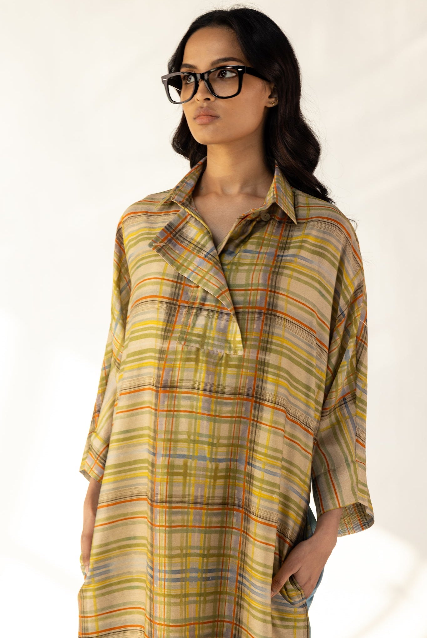 Check Orchid Shirt Dress - CiceroniDressesOtouto