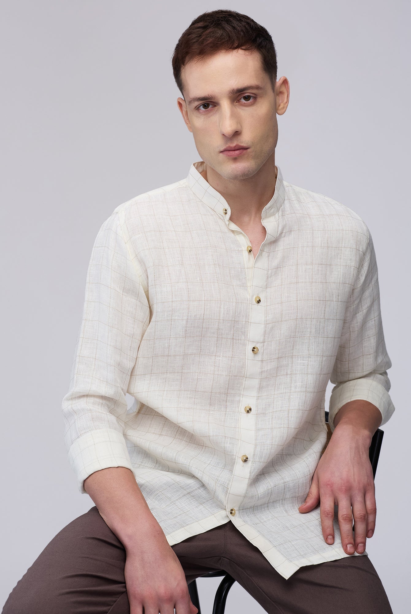 Check Shirt - 100% Linen - CiceroniMen Shirtsbhrāta
