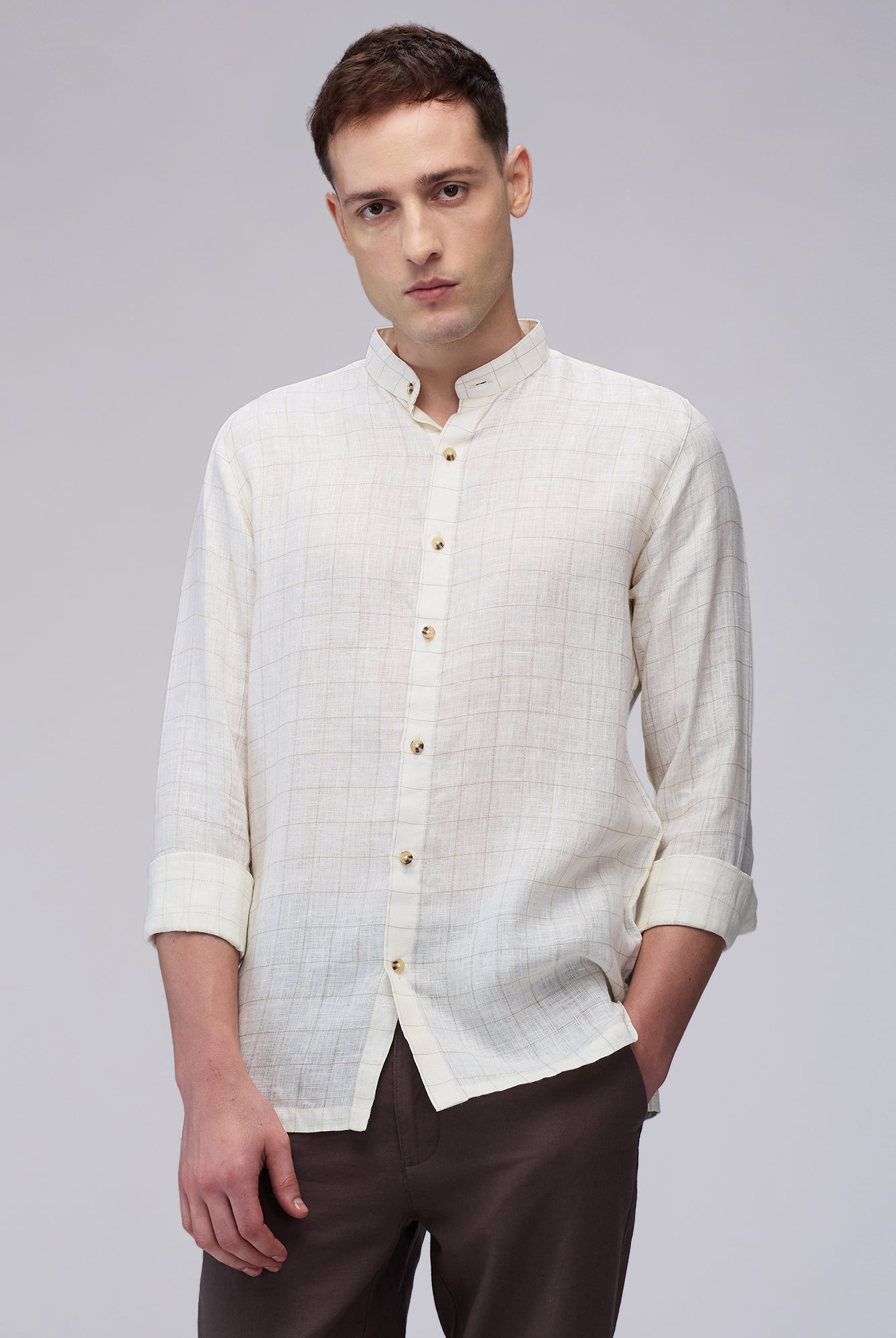 Check Shirt - 100% Linen - CiceroniMen Shirtsbhrāta