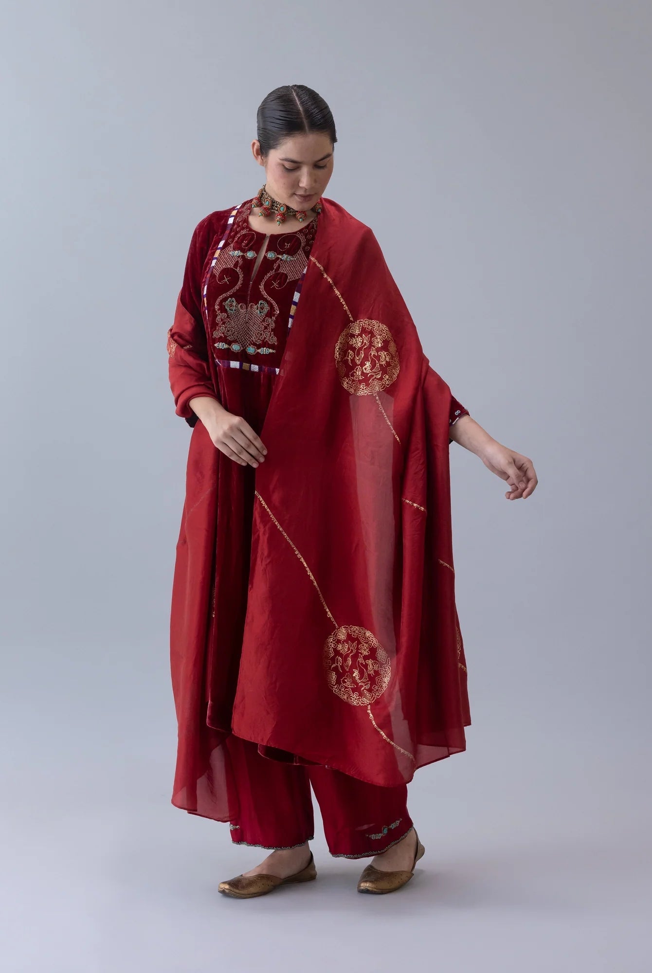Chimi Red Dupatta - CiceroniDupattaShades of India