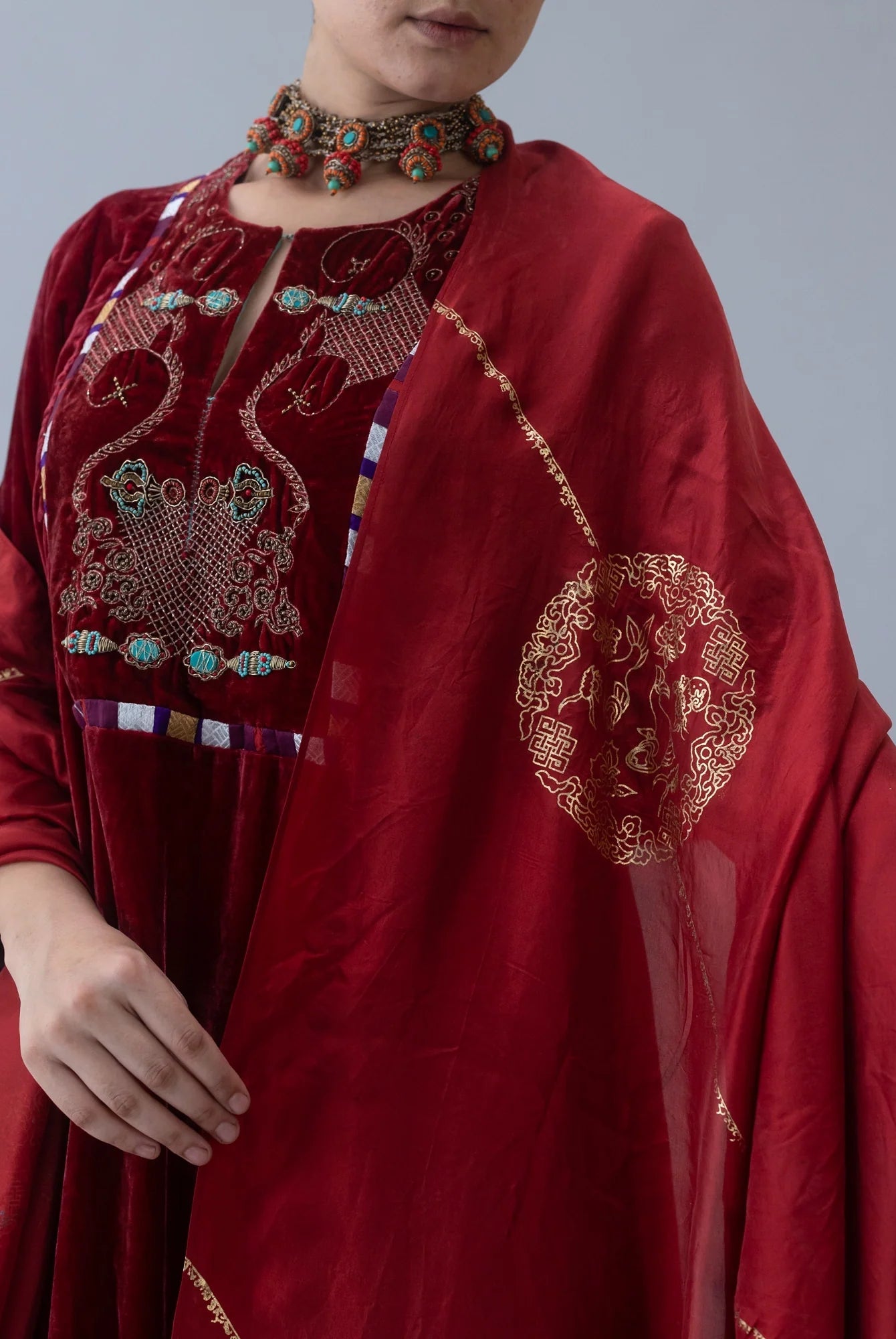Chimi Red Dupatta - CiceroniDupattaShades of India