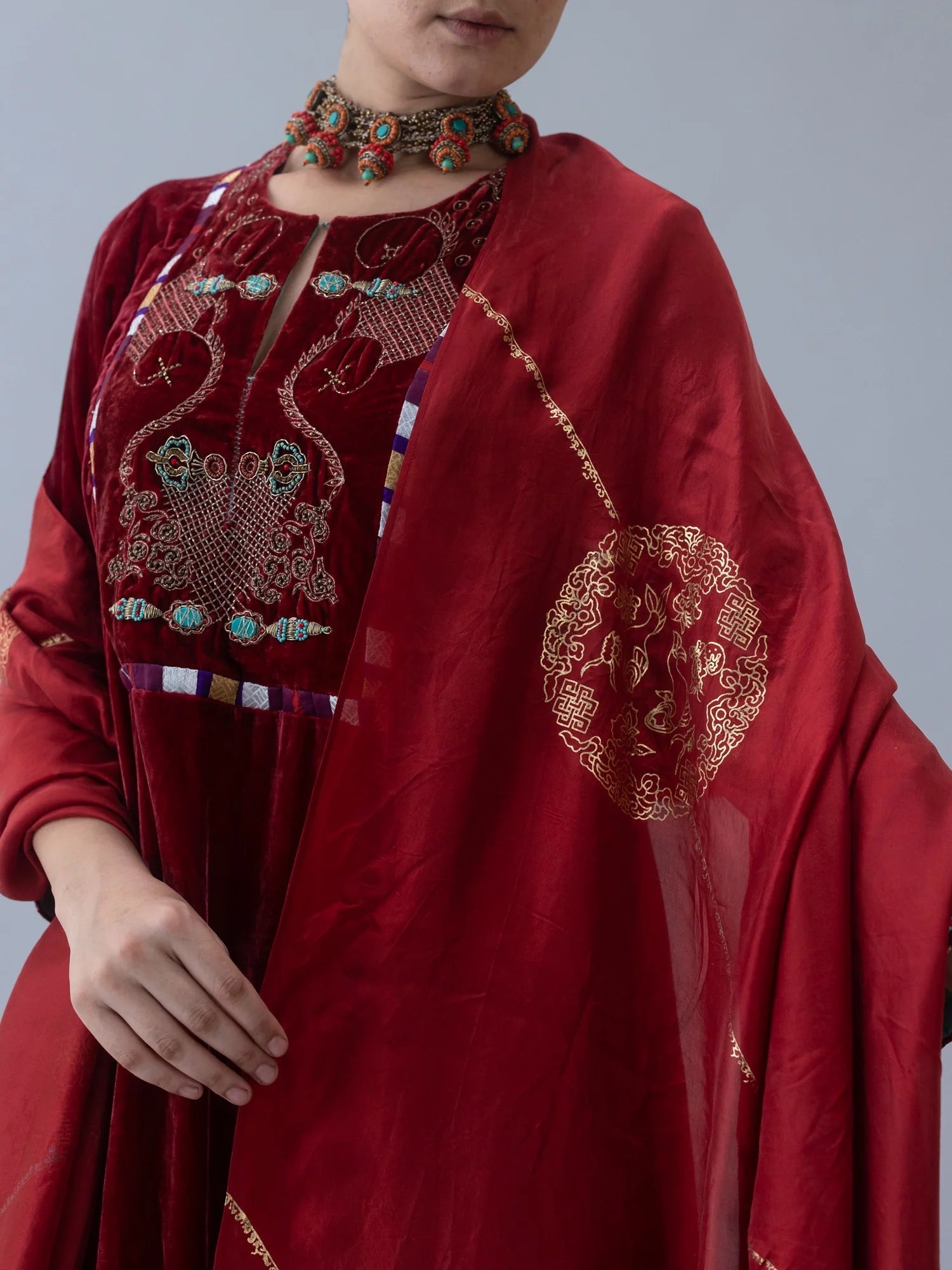 Chimi Red Dupatta - CiceroniDupattaShades of India