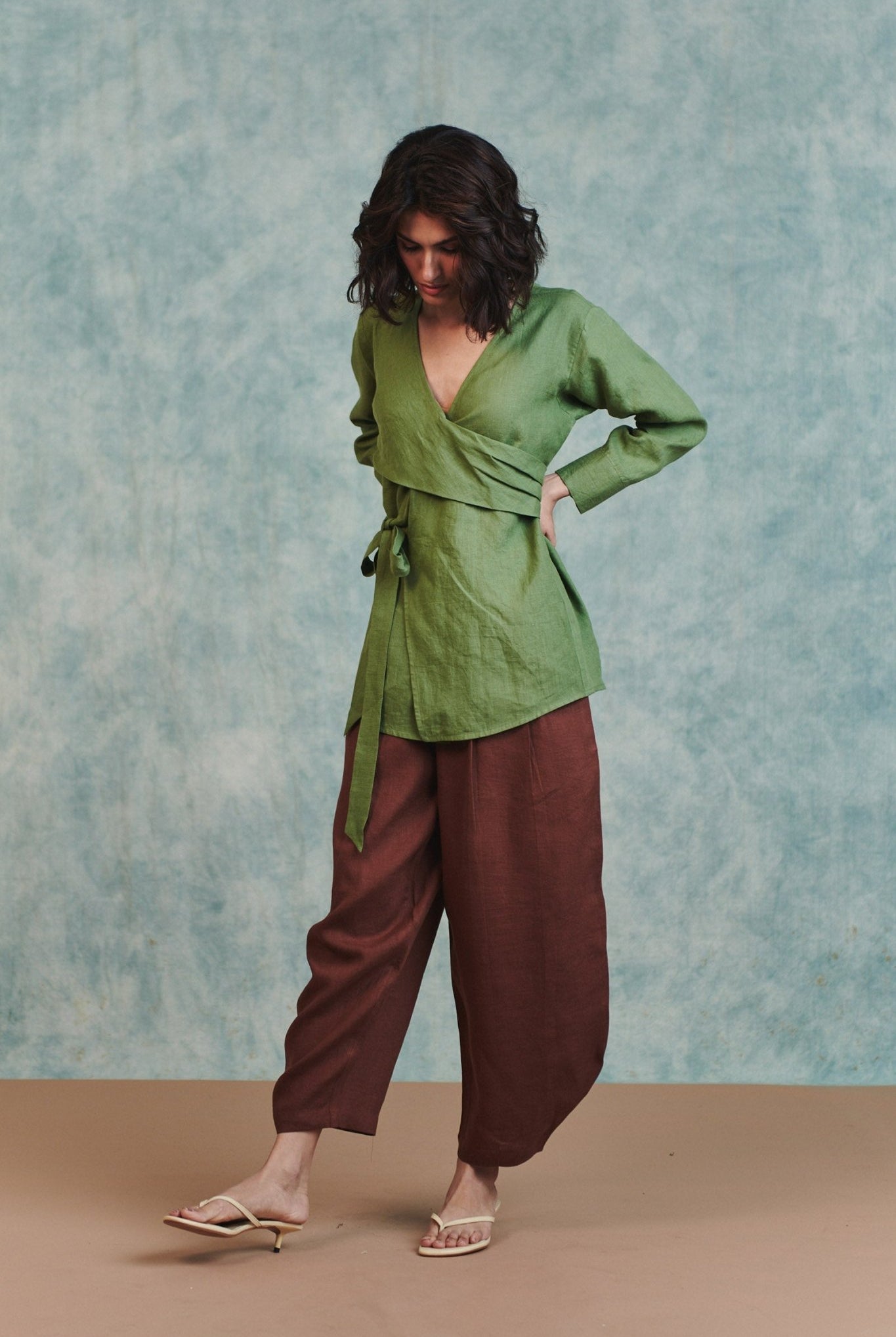 Chocolate Linen Billow Pants - CiceroniWomen PantsSaphed