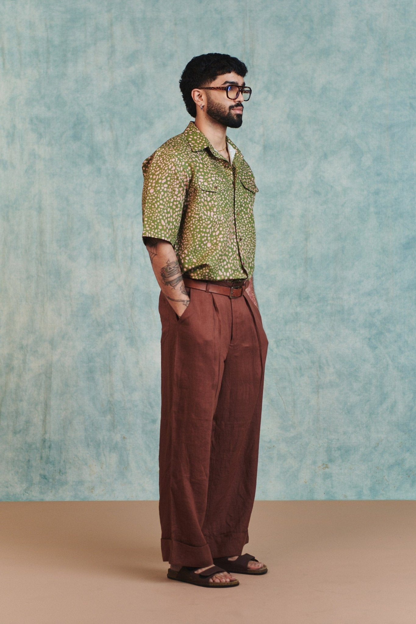 Chocolate Linen Men's Baggy Pants - CiceroniPantsSaphed