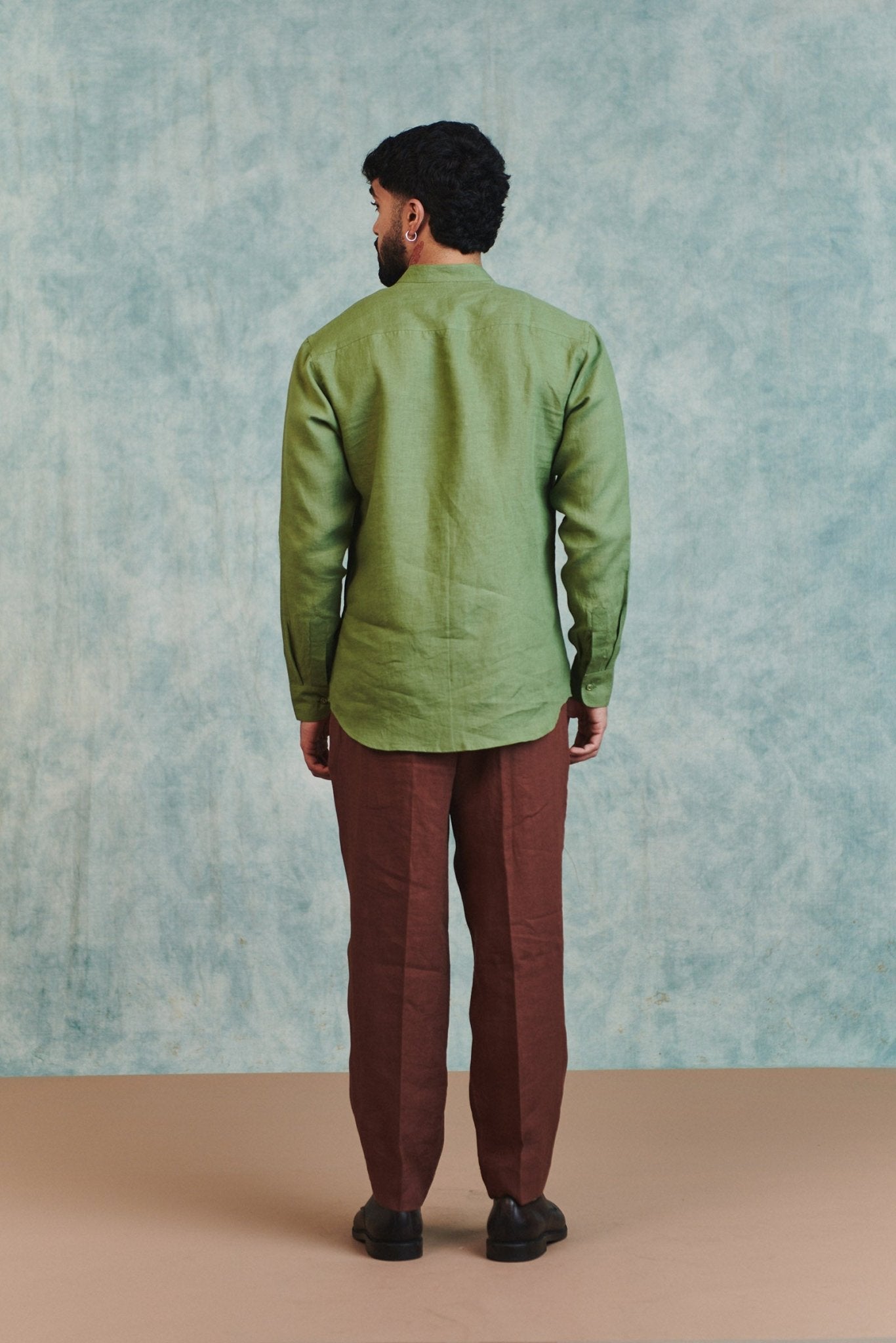 Chocolate Linen Men's Pleated Tapered Pants - CiceroniPantsSaphed