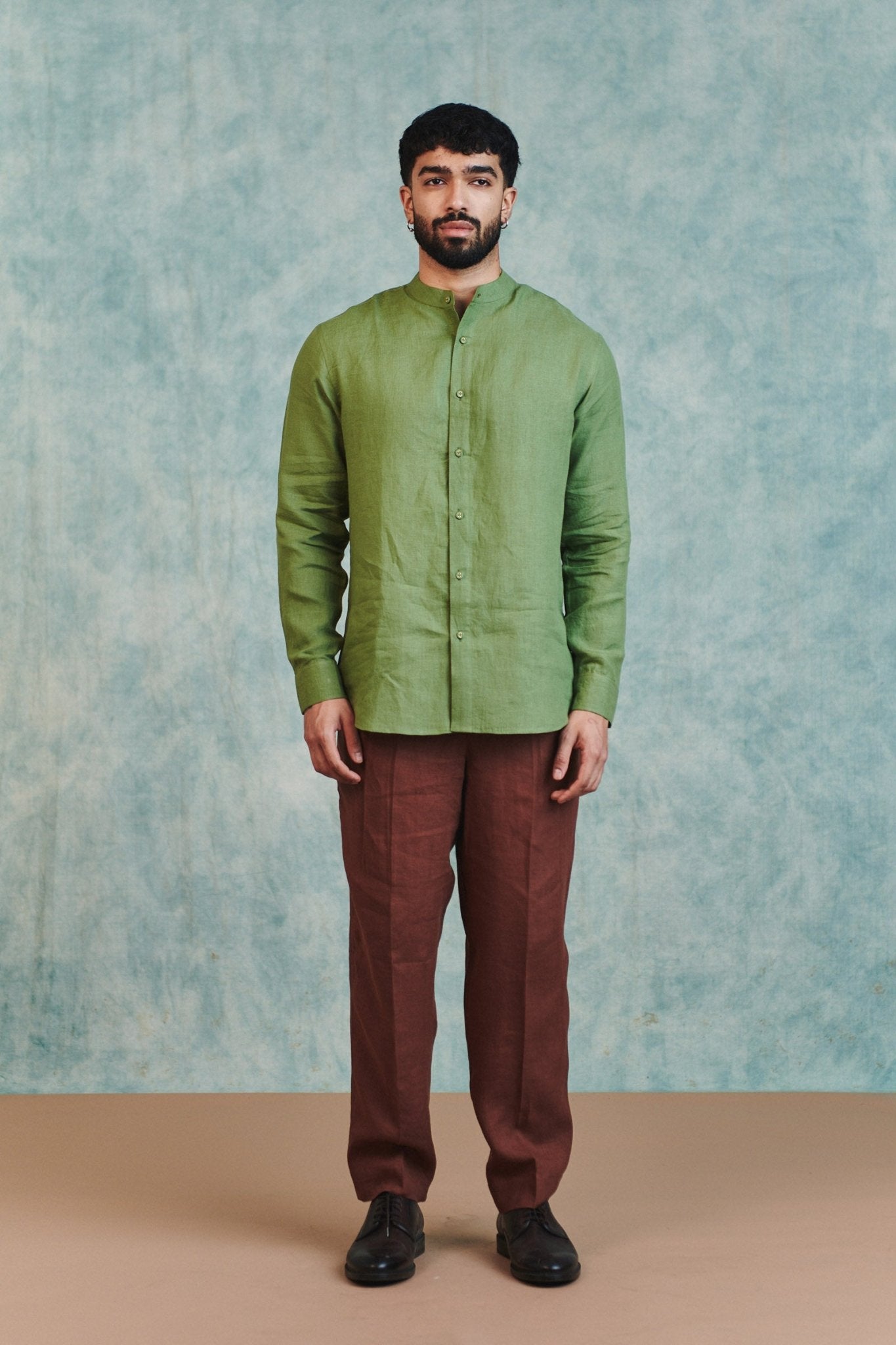 Chocolate Linen Men's Pleated Tapered Pants - CiceroniPantsSaphed