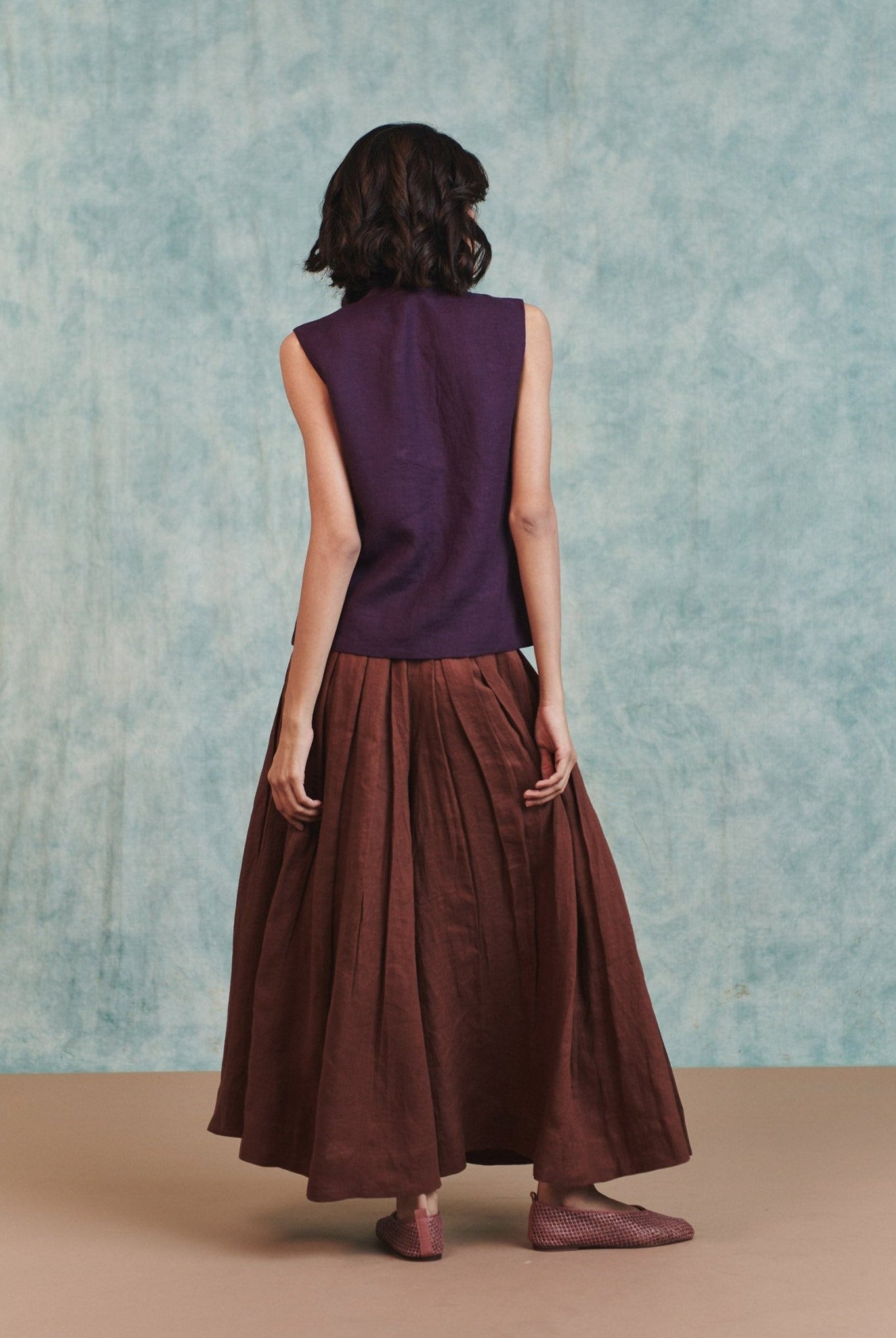 Chocolate Linen Multi - Pleated Pants - CiceroniWomen PantsSaphed
