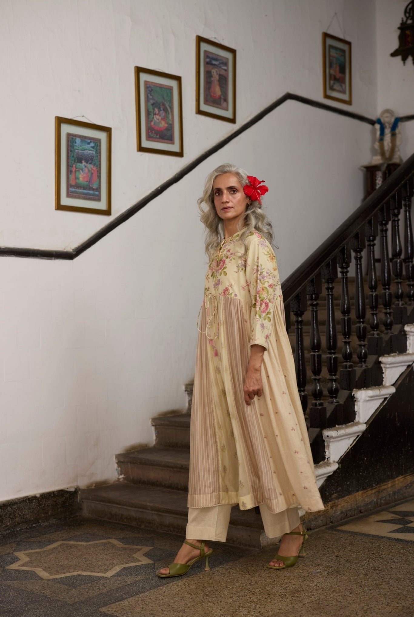 Chowa Kurta Set - Ecru and Pink - CiceroniKurta Set, Everyday WearKhyati Rughani