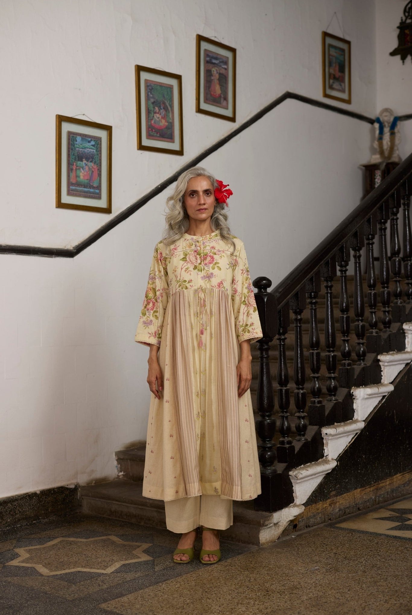 Chowa Kurta Set - Ecru and Pink - CiceroniKurta Set, Everyday WearKhyati Rughani