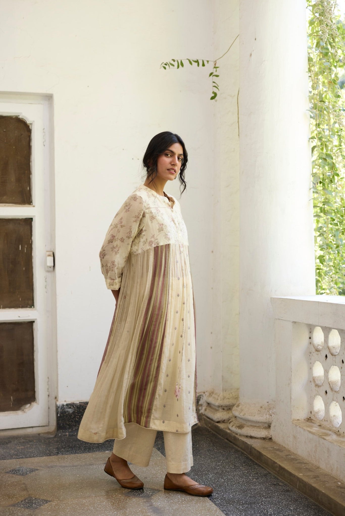 Chowa Kurta Set - Ecru and Purple - CiceroniKurta Set, Everyday WearKhyati Rughani