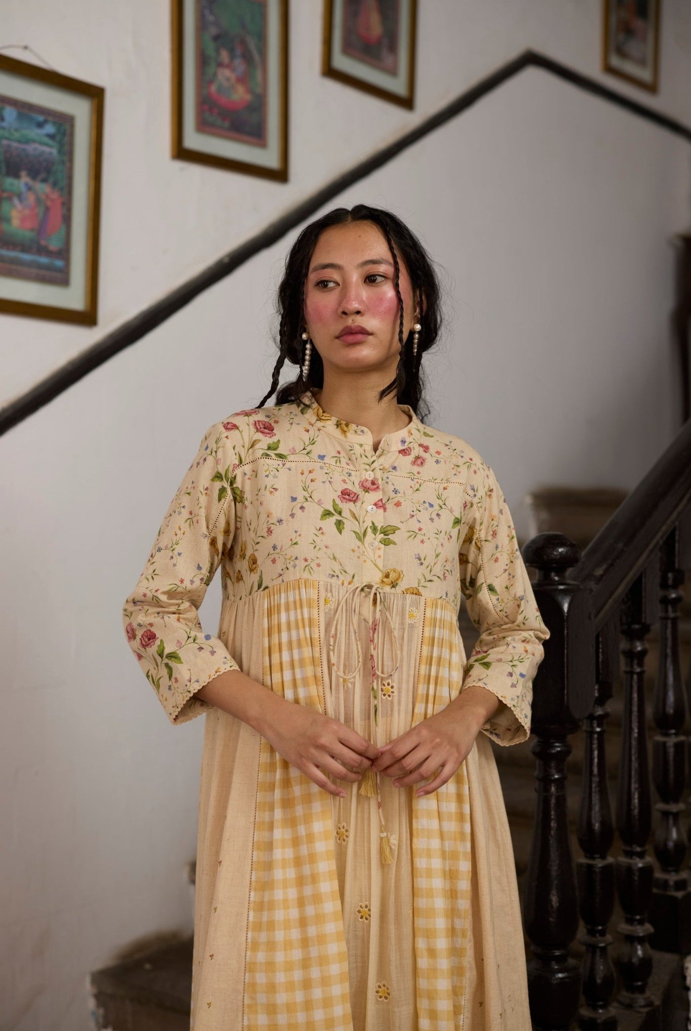 Chowa Kurta Set - Ecru and Yellow - CiceroniKurta Set, Everyday WearKhyati Rughani