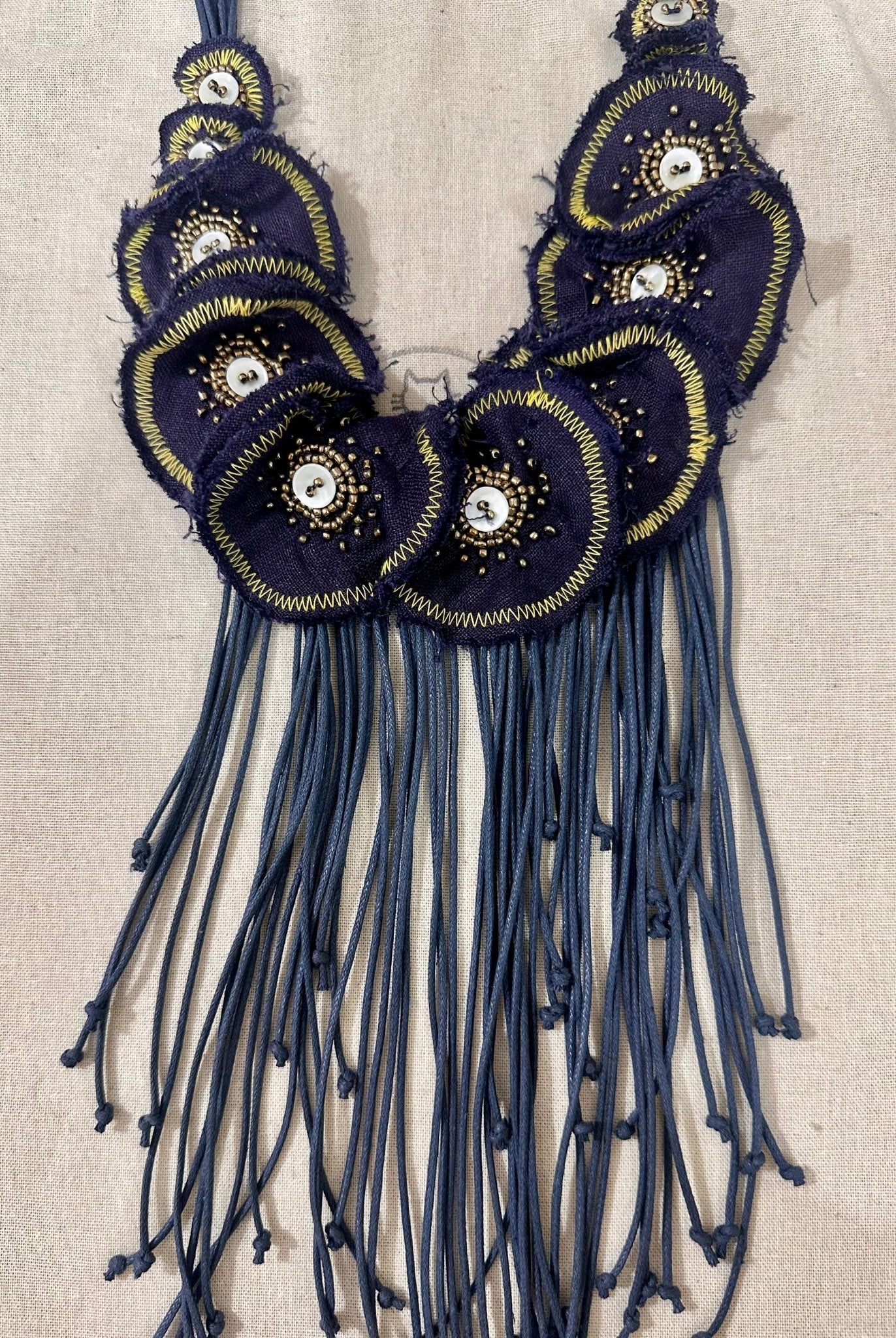 Circular Fabric Neckpiece - Blue - CiceroniNeckpieceNine Lives
