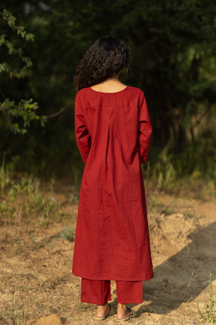 Claret Kurta Set with Dupatta - CiceroniKurta Set, Everyday WearMaidaan