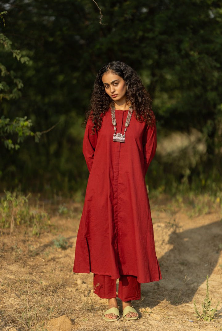 Claret Kurta Set with Dupatta - CiceroniKurta Set, Everyday WearMaidaan