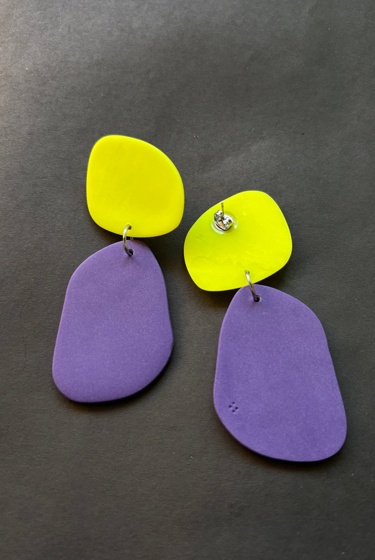 Classic Quads - Neon Yellow and Purple - CiceroniEarringsColoured Ears