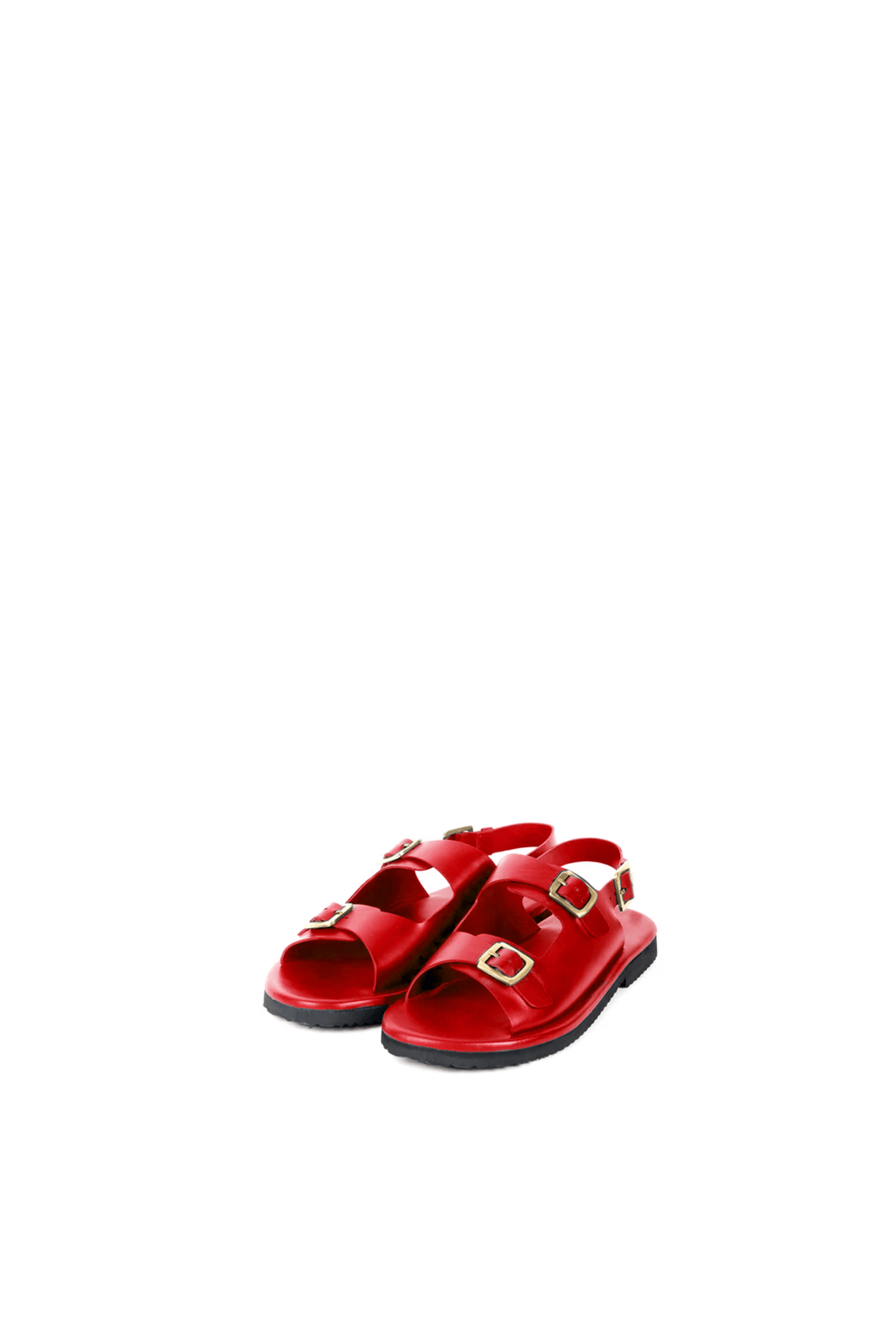 Classic Two Strap Leather Women's Sandals - Cherry Red - CiceroniSandalsSlomotion