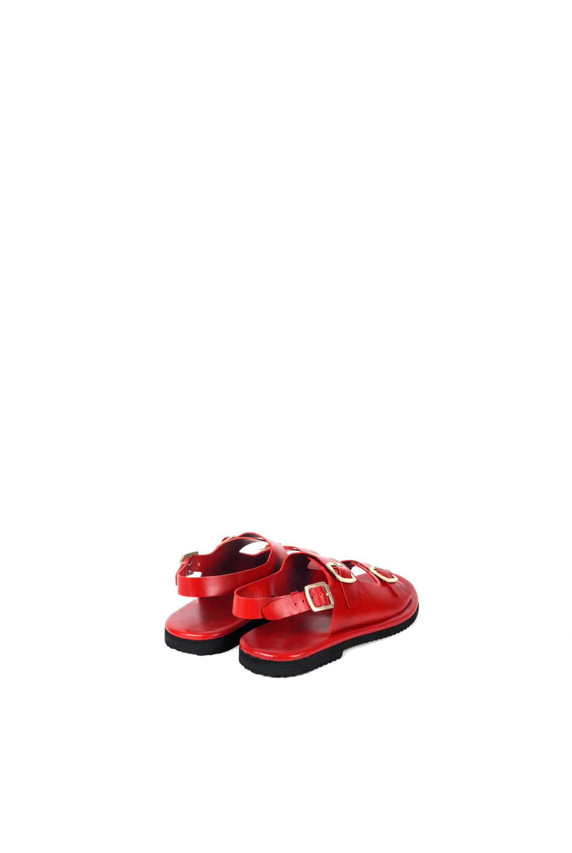 Classic Two Strap Leather Women's Sandals - Cherry Red - CiceroniSandalsSlomotion