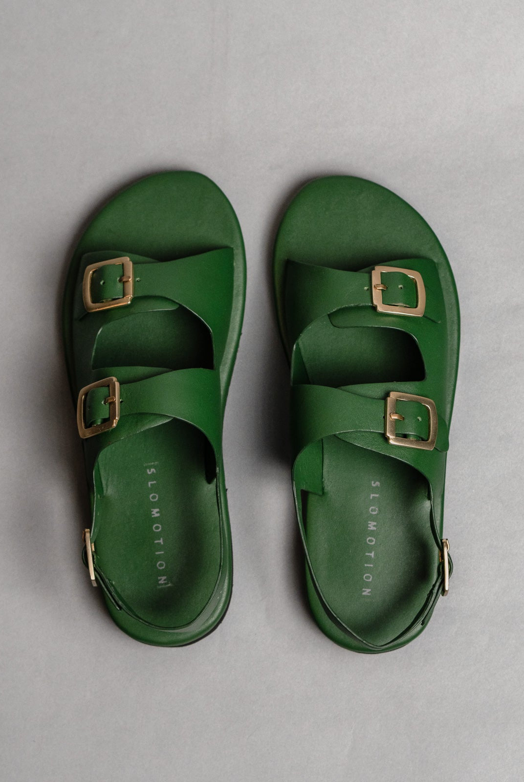 Classic Two Strap Leather Women's Sandals - Green - CiceroniSandalsSlomotion
