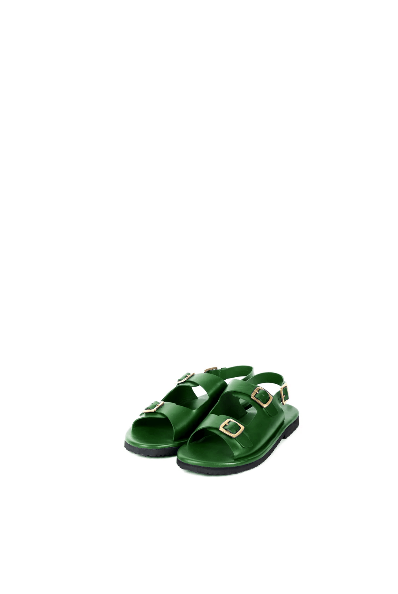 Classic Two Strap Leather Women's Sandals - Green - CiceroniSandalsSlomotion