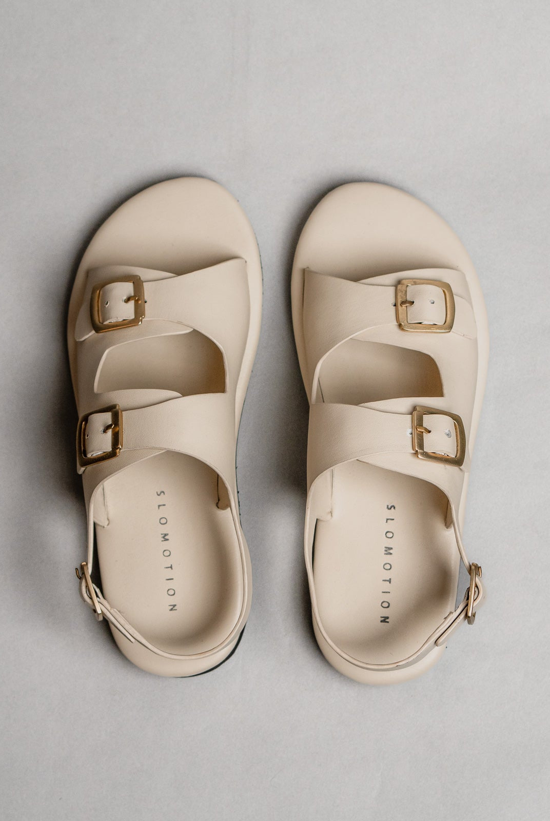 Classic Two Strap Leather Women's Sandals - Ivory - CiceroniSandalsSlomotion
