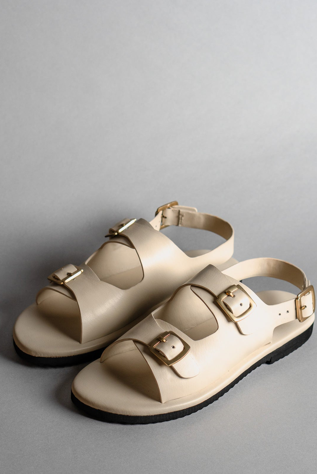 Classic Two Strap Leather Women's Sandals - Ivory - CiceroniSandalsSlomotion