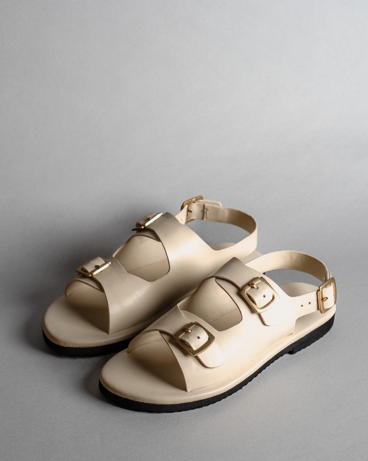 Classic Two Strap Leather Women's Sandals - Ivory - CiceroniSandalsSlomotion