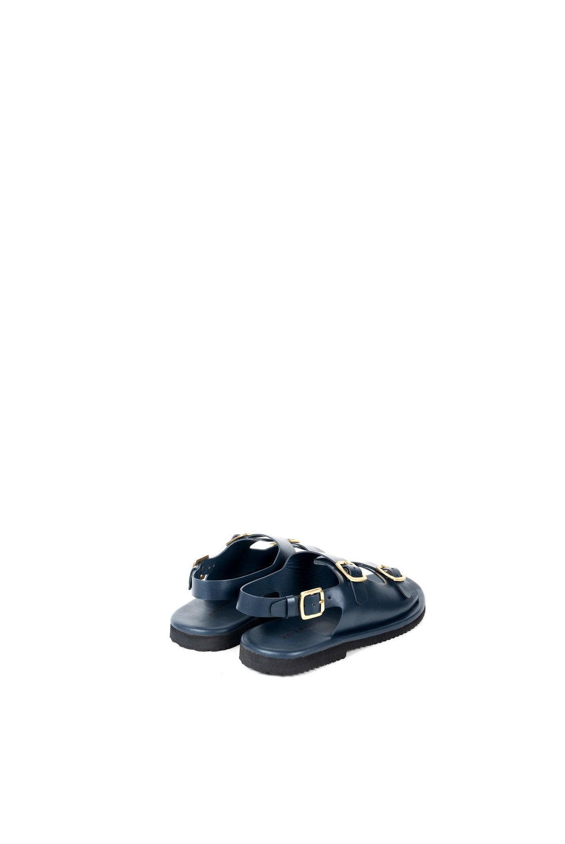 Classic Two Strap Leather Women's Sandals - Navy - CiceroniSandalsSlomotion