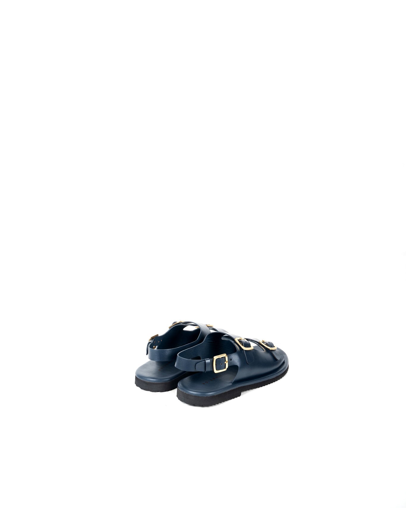 Classic Two Strap Leather Women's Sandals - Navy - CiceroniSandalsSlomotion