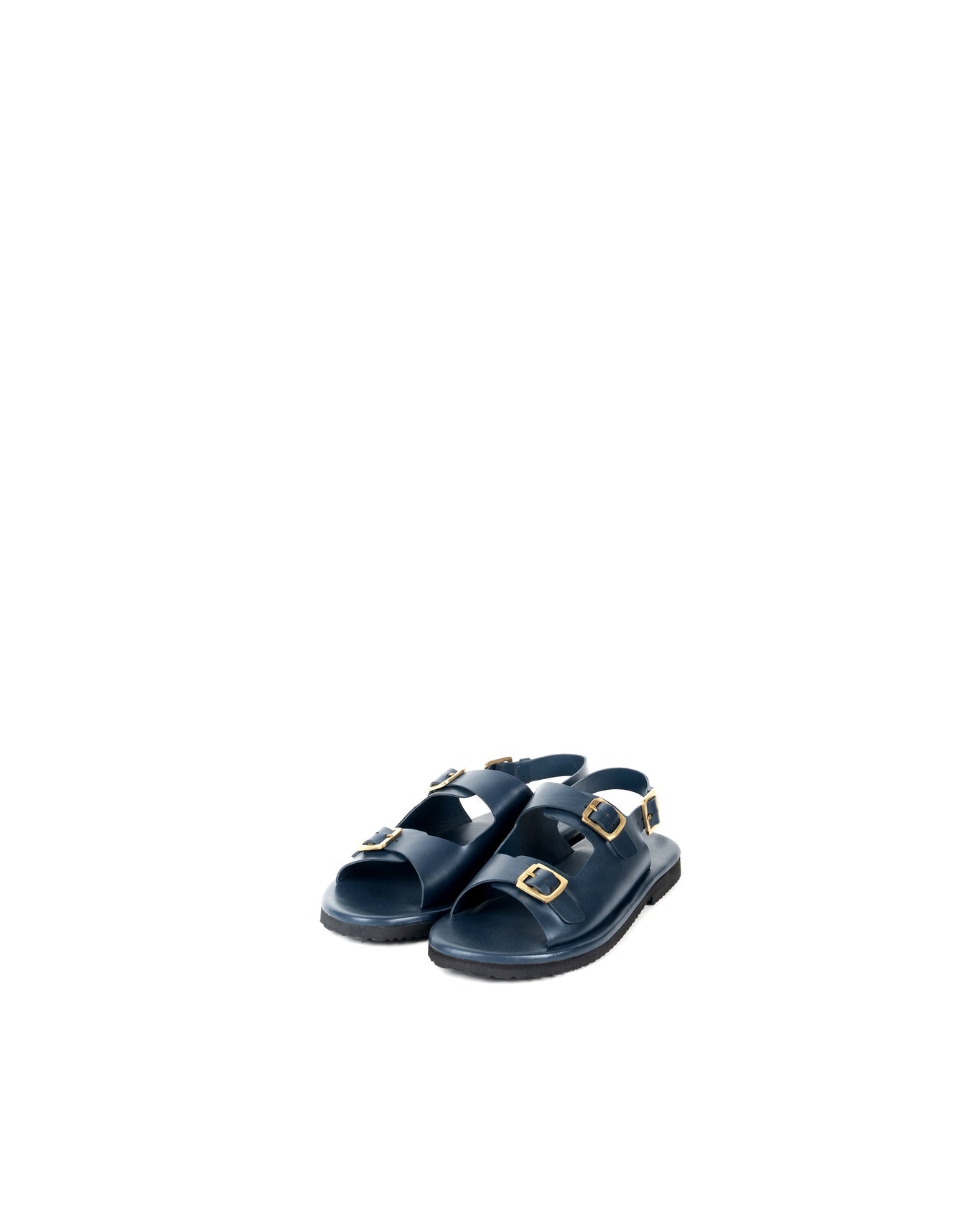 Classic Two Strap Leather Women's Sandals - Navy - CiceroniSandalsSlomotion