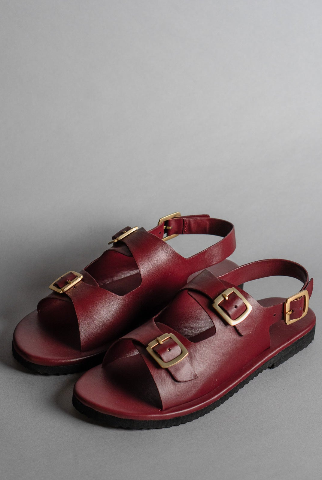 Classic Two Strap Leather Women's Sandals - Wine - CiceroniSandalsSlomotion