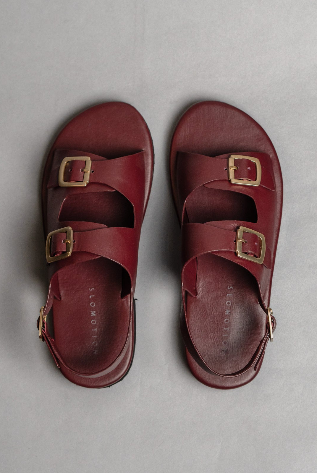 Classic Two Strap Leather Women's Sandals - Wine - CiceroniSandalsSlomotion
