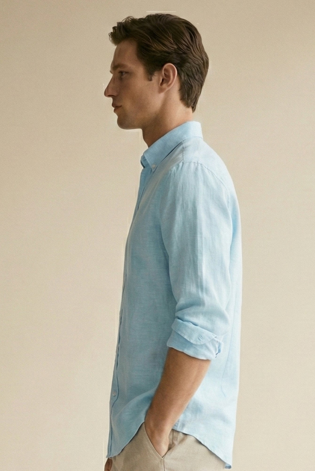 Cloud Blue 100% Pure Linen Button Down Shirt - CiceroniMen Shirtsbhrāta