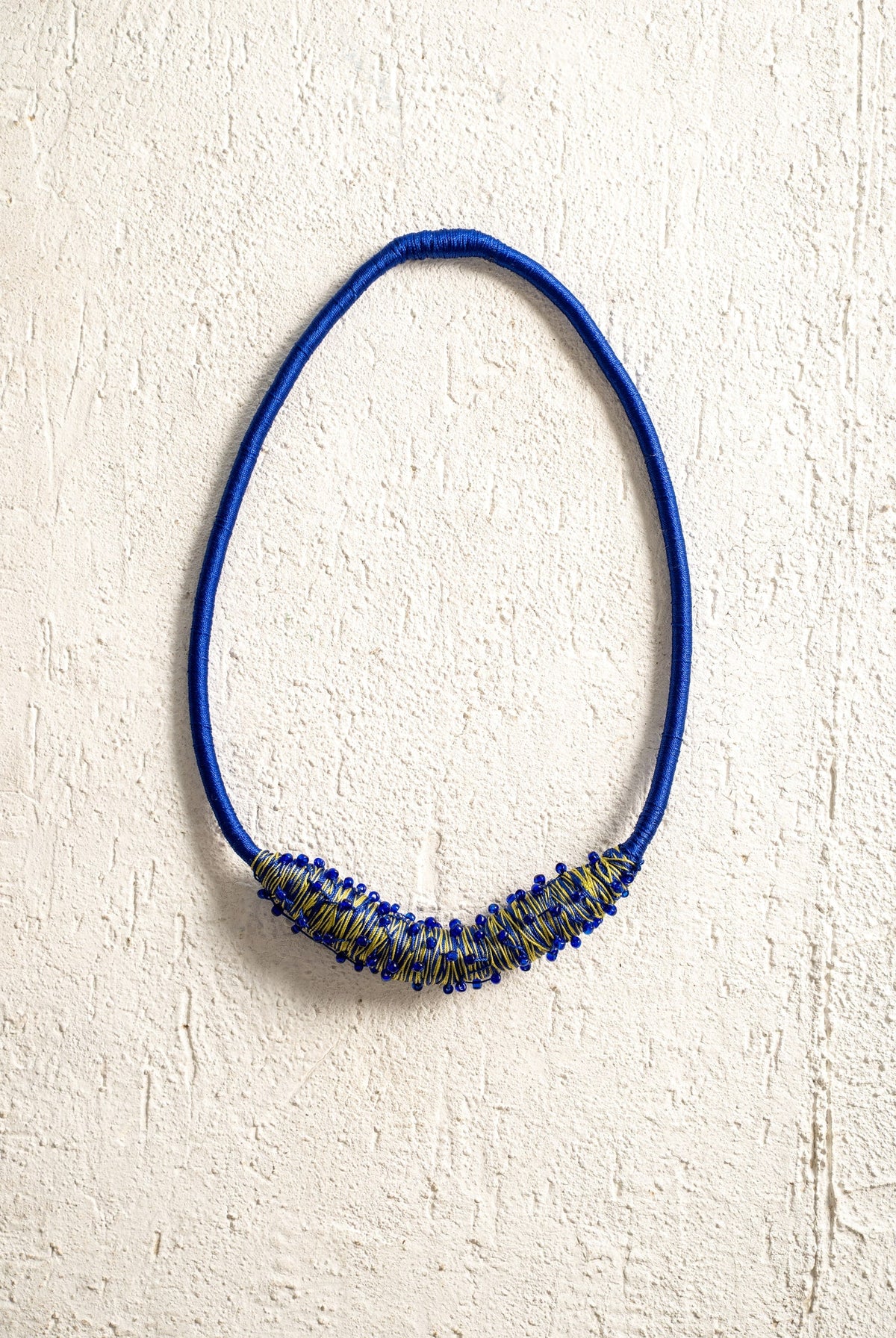 Cobalt Cord Necklace with Beaded Bib - CiceroniNeckpieceBoundless by Shilpi