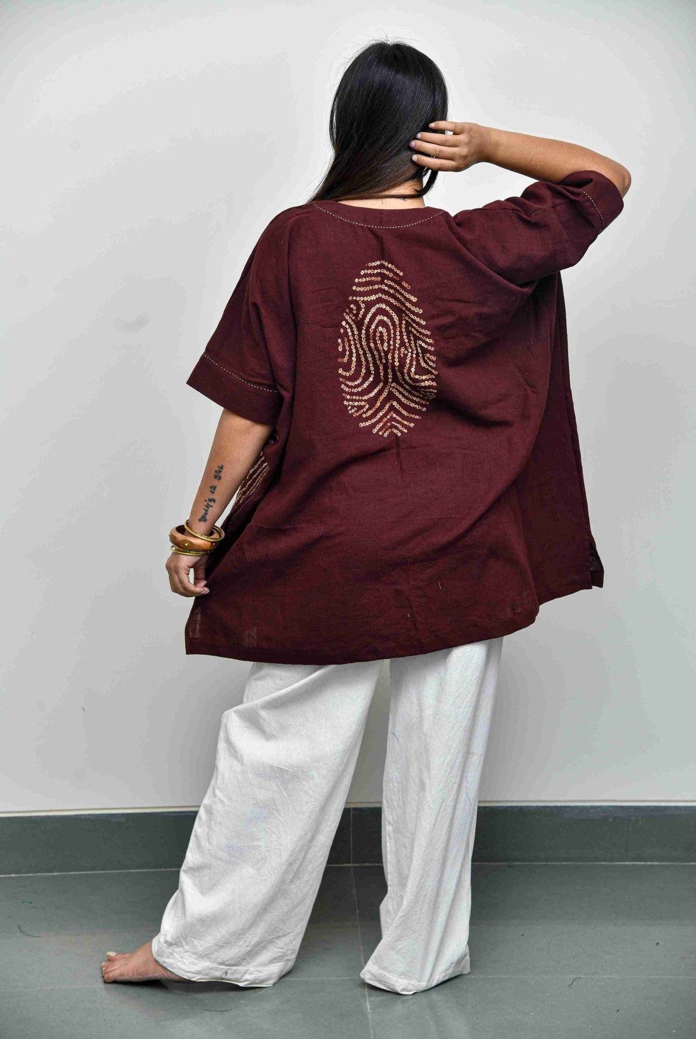 Cocoa Fingerprint Top - CiceroniTopsYD Aashiya