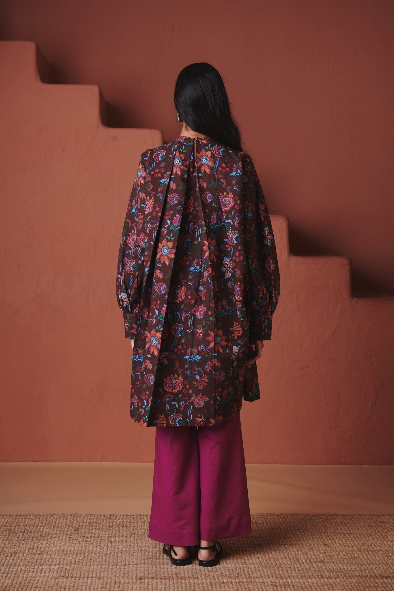 Coffee Chintz Co - Linen Front Pleated Kurta Set - CiceroniKurta Set, Everyday WearSaphed