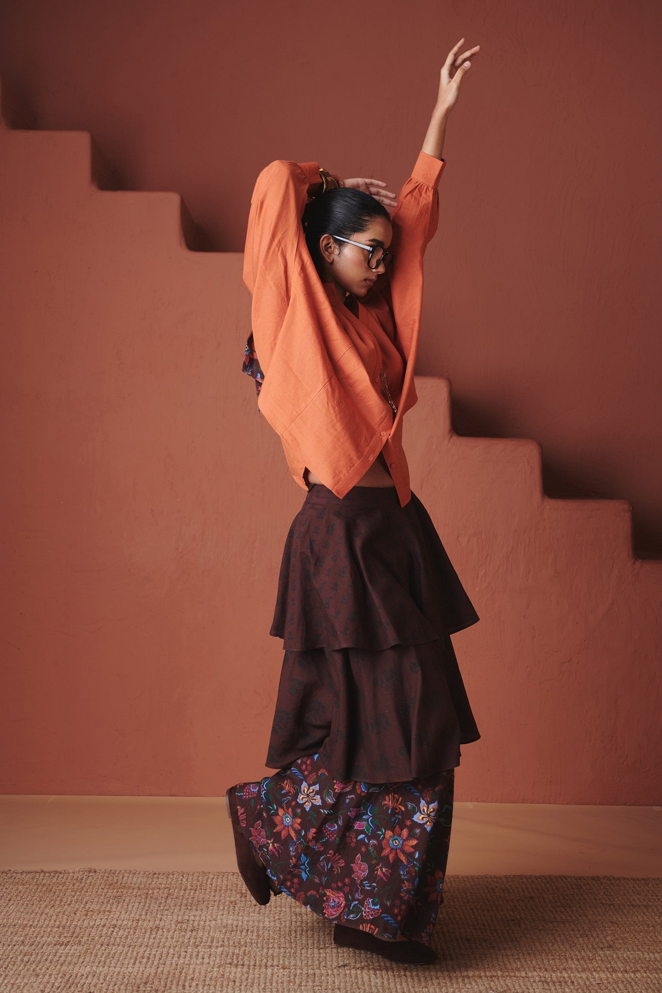 Coffee Chintz Co - Linen Tiered Skirt - CiceroniSkirtsSaphed