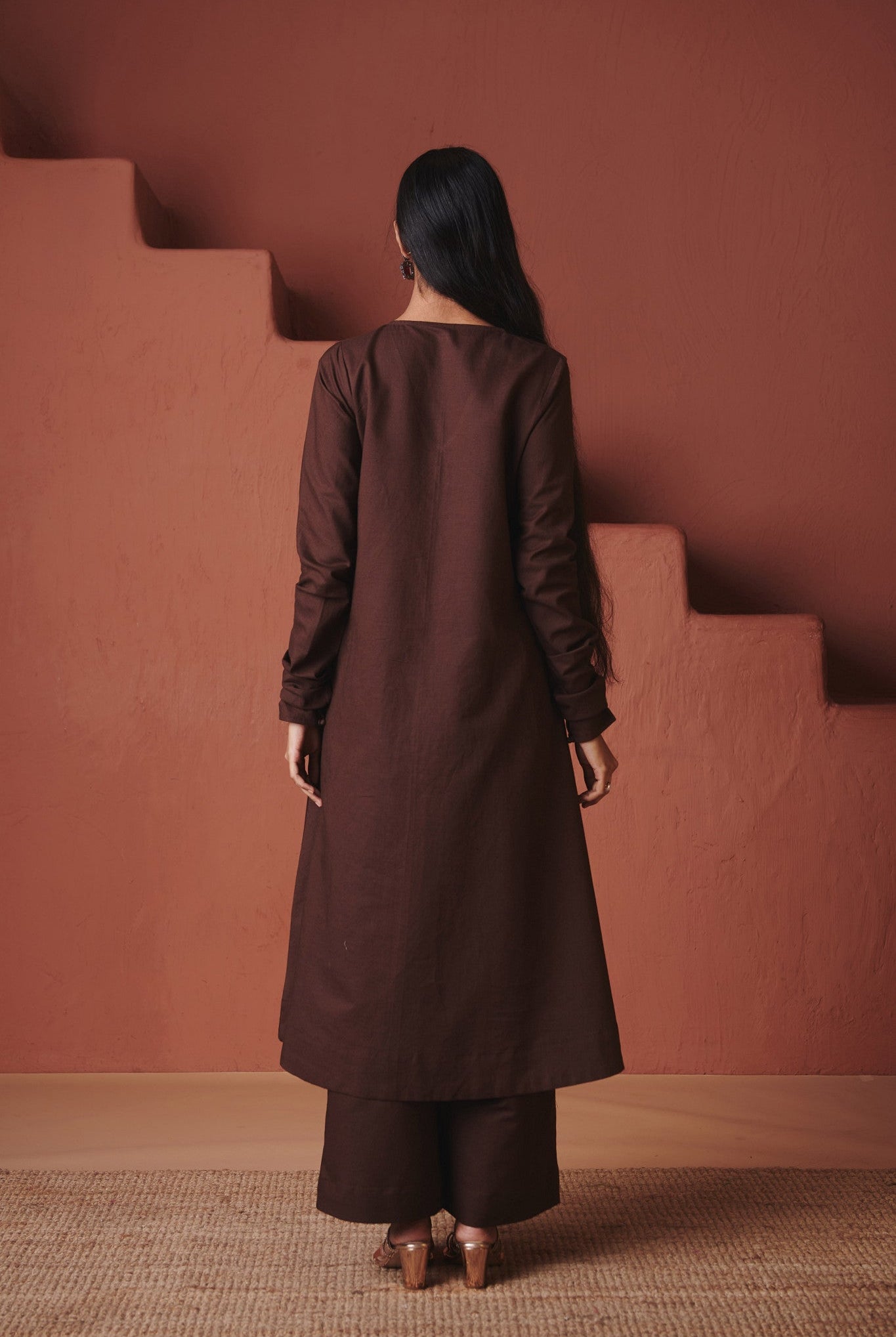 Coffee Co - Linen Embroidered Pocket Kurta Set - CiceroniKurta Set, Everyday WearSaphed