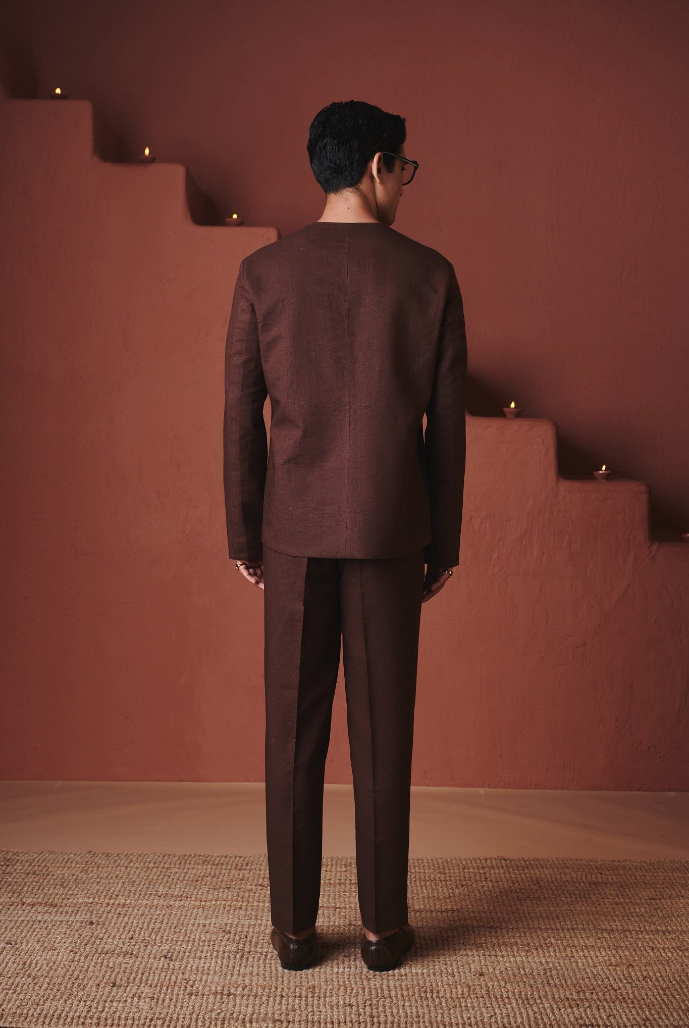 Coffee Co - Linen Men's Round Neck Jacket Set - CiceroniCo - ord SetSaphed