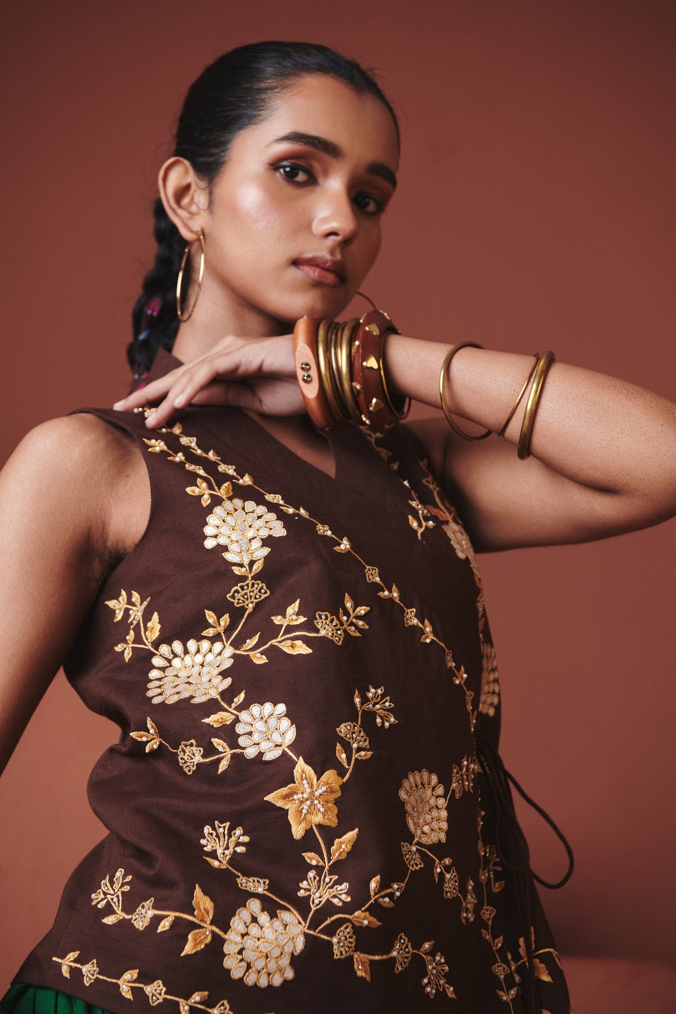 Coffee Co - Linen Wrap Waistcoat - CiceroniWaistcoatSaphed