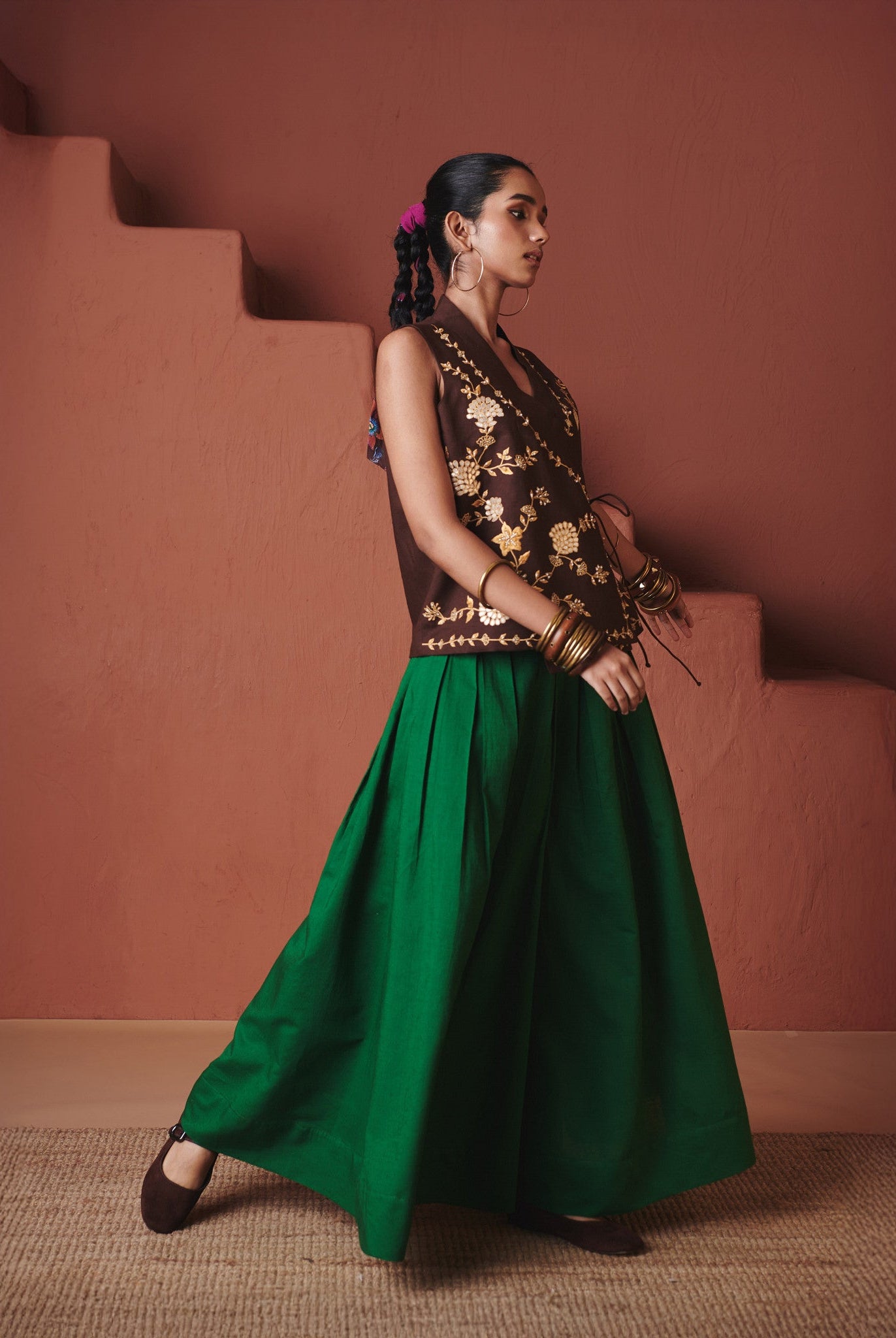 Coffee Co - Linen Wrap Waistcoat - CiceroniWaistcoatSaphed