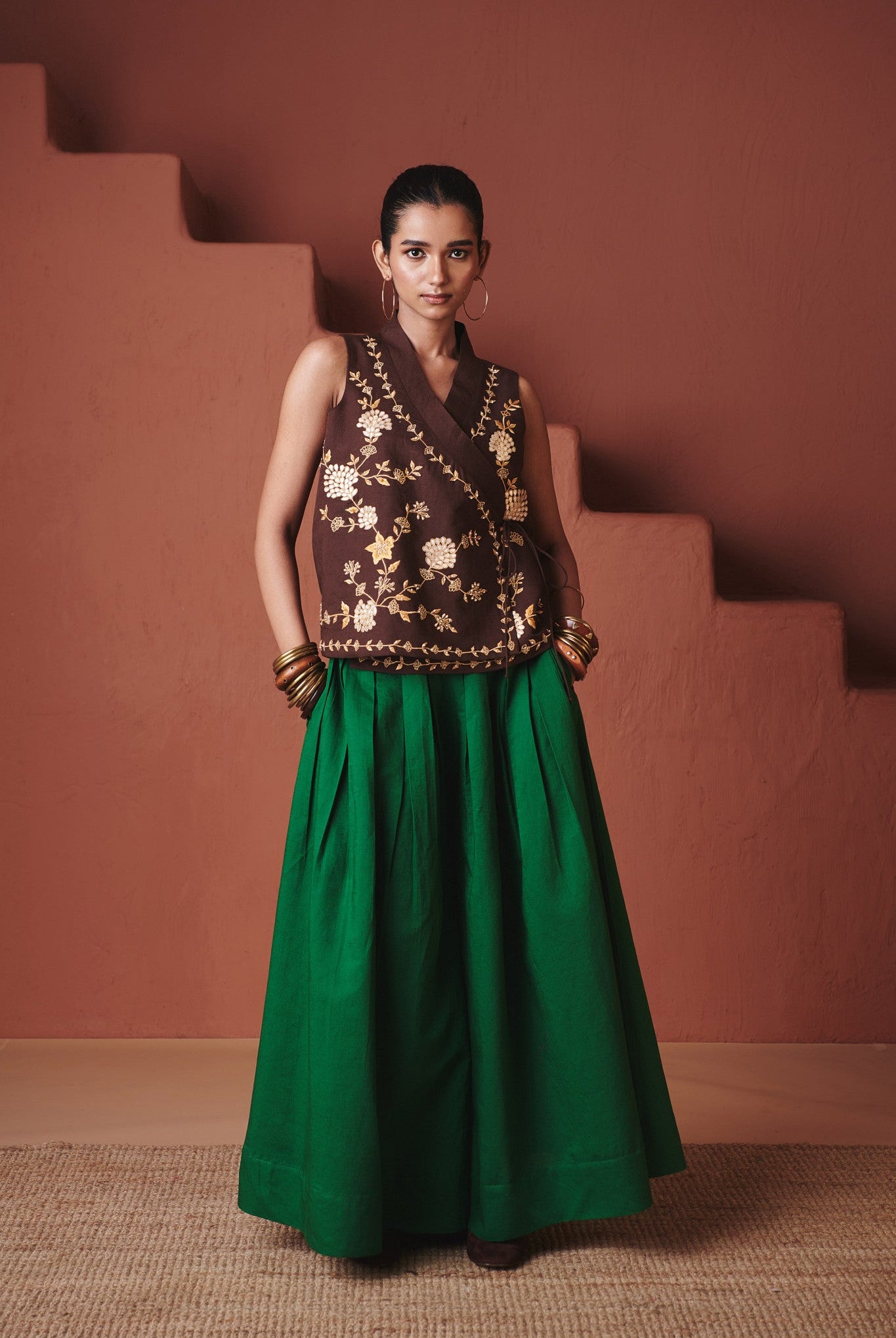 Coffee Co - Linen Wrap Waistcoat - CiceroniWaistcoatSaphed