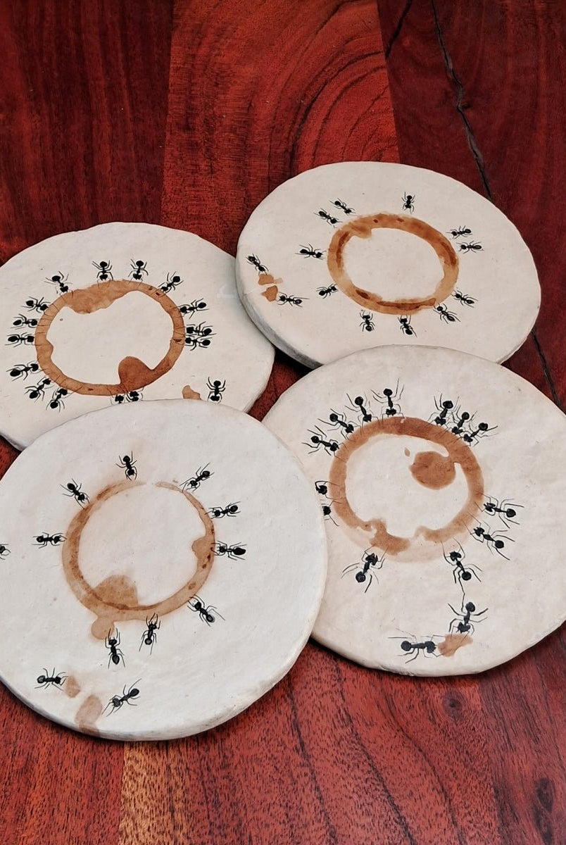 Coffee Lover Ants Coasters - CiceroniCoastersAranya Earthcraft