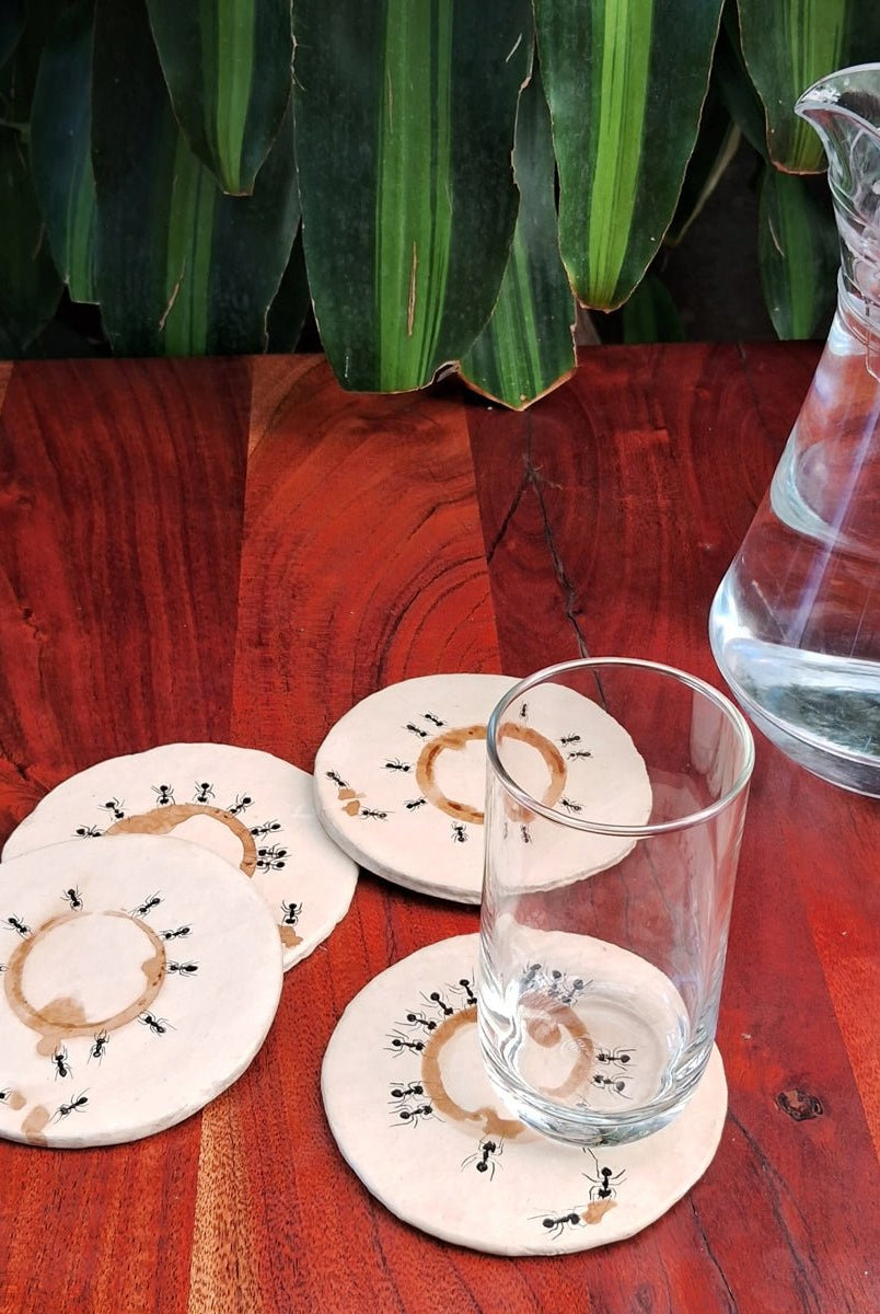 Coffee Lover Ants Coasters - CiceroniCoastersAranya Earthcraft