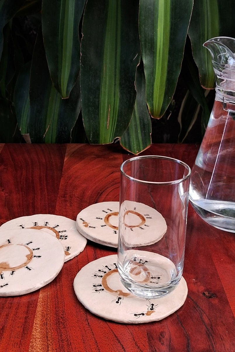 Coffee Lover Ants Coasters - CiceroniCoastersAranya Earthcraft