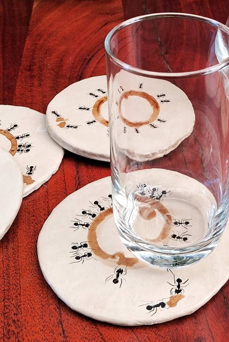 Coffee Lover Ants Coasters - CiceroniCoastersAranya Earthcraft