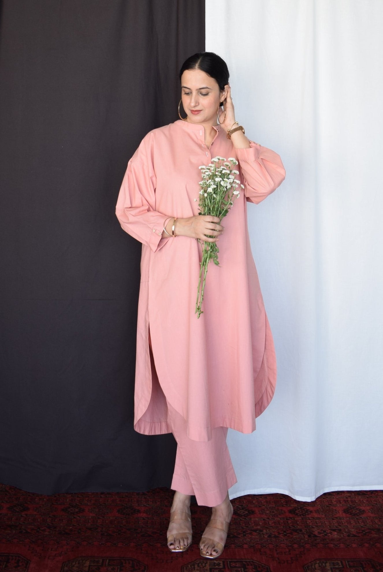 Coffee Pink Anti - fit Kurta with Placket - CiceroniKurta, Everyday WearHouse of Moxa