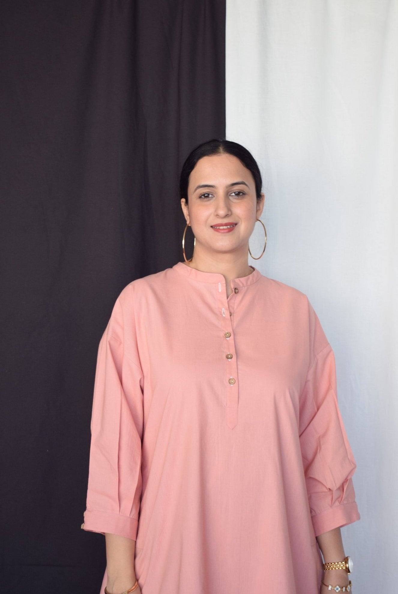 Coffee Pink Anti - fit Kurta with Placket - CiceroniKurta, Everyday WearHouse of Moxa