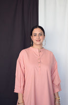 Coffee Pink Anti - fit Kurta with Placket - CiceroniKurta, Everyday WearHouse of Moxa